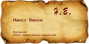 Hancz Bence névjegykártya
